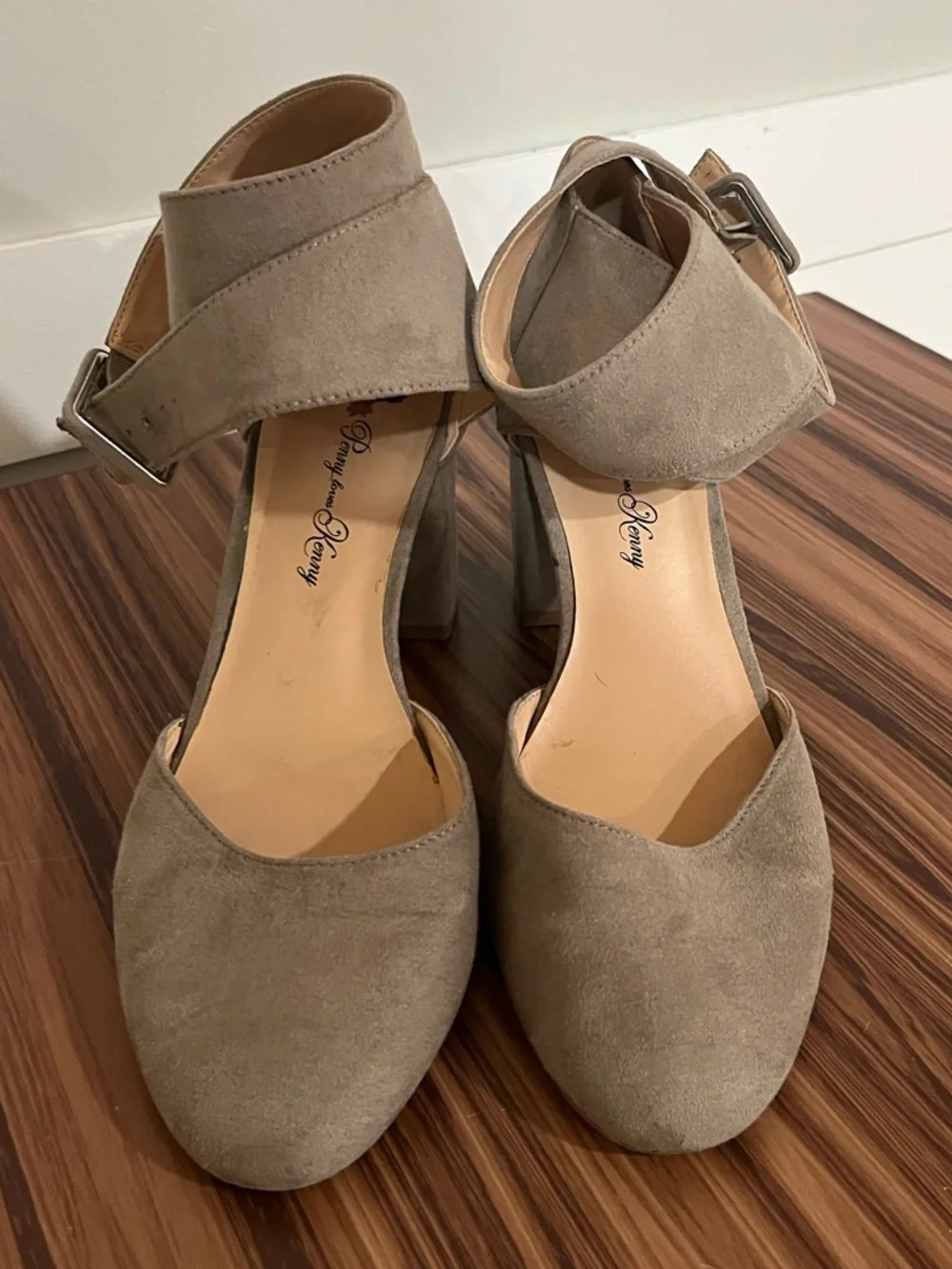 Penny Loves Kenny Taupe Suede Ankle-Strap Pumps - Picture 2 of 5